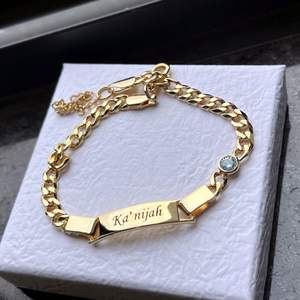 YBcustom ODM chaîne plus épaisse graver bracelets plaque signalétique bijoux nom personnalisé Bracelet pierre de naissance - Product Image 4