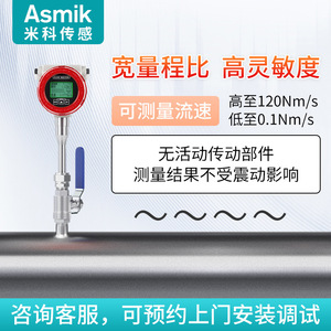 Medidor de Flujo Másico de Gas Térmico Asmik DN50 1-200L/min con Pantalla Digital para Aire Comprimido y Nitrógeno en Tuberías - Product Image 2