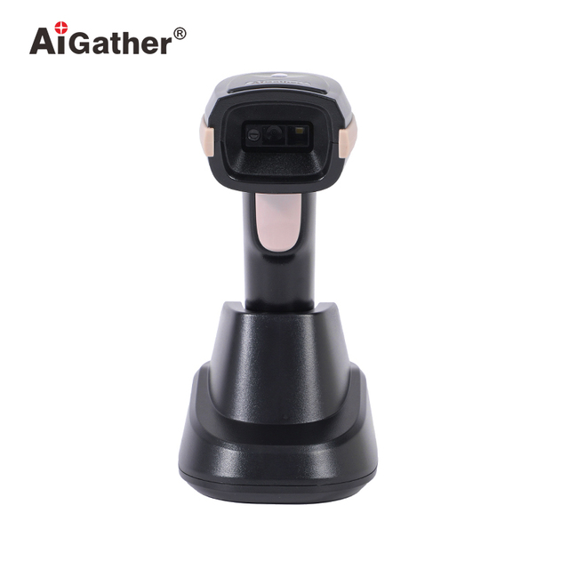 Good Quality Handheld Wireless BT 2.4G Barcode Scanner 2D QR Code Reader with Charging Base Bracket for Supermarket