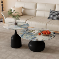 Ensemble de tables basses en pierre microcristalline translucide de design italien pour le salon, table d'appoint moderne minimaliste