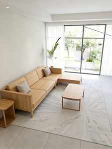 Tapis moderne abstrait en polyester et jute tissé Wilton pour chambre et salon - Product Image 6