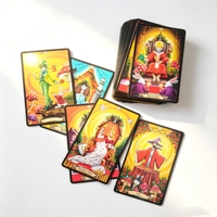 Baraja de Cartas del Tarot Doradas Personalizadas de Fábrica, Impresión de Tarjetas Flash, Estampado en Lámina Dorada y Plateada, Cartas de Juego de Papel con Caja con Tapa Azul