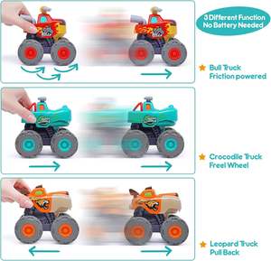 Monster Truck Toy Push & Go Cocodrilo Fricción Powered Bull Pull Back Leopard Car Rueda grande Animal Car Baby Toy Gift - Product Image 4