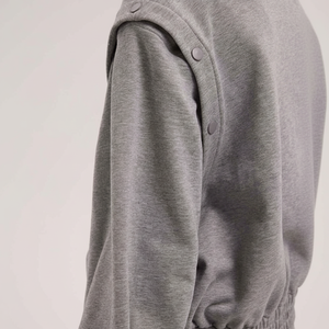 Sudadera de cuello redondo de gran tamaño lisa con logotipo personalizado en 10 colores, ropa de calle Sexy de alta calidad para mujer, sudaderas con capucha recortadas - Product Image 1