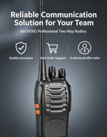Radio bidirectionnelle portable UHF cryptée longue portée 888S A08C 430-440 MHz pour la sécurité des entrepôts et des hôtels
