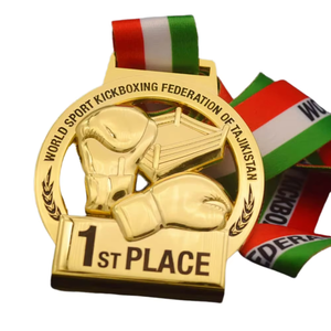 Medallas <span class=keywords><strong>de</strong></span> Boxeo y Kickboxing <span class=keywords><strong>de</strong></span> Metal Fundido Personalizadas con Acabado Chapado en Oro, Federación Mundial <span class=keywords><strong>de</strong></span> Kickboxing Deportivo - Product Image 4