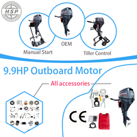 Moteur hors-bord pour bateau OEM 100% neuf en alliage d'aluminium, démarrage manuel, refroidissement par eau, 4 temps, 9,9 CV