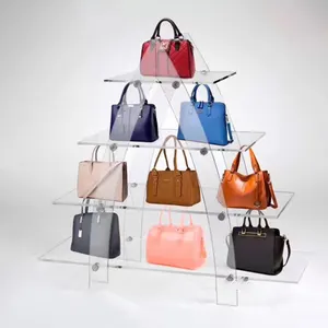 Clear Acrylic Retail Clutch Handbag Display Riser for Wholesale