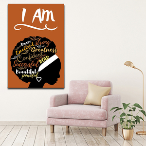 African <strong>Queen</strong> Canvas Wall <strong>Art</strong> Black Women's Watercolor Portrait Paintings Living Room Wall Decoration Artwork Black Girl - Product Image 2