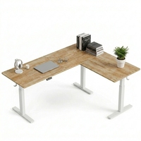 Bureau d'angle électrique moderne et spacieux, réglable en hauteur (assis-debout), en forme de L, avec commande numérique intelligente, écologique