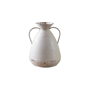 Jarrón Metálico Estilo Rústico Francés con Asa, Acabado Envejecido, Adorno de Escritorio, Accesorio para Estudio Fotográfico - Product Image 3