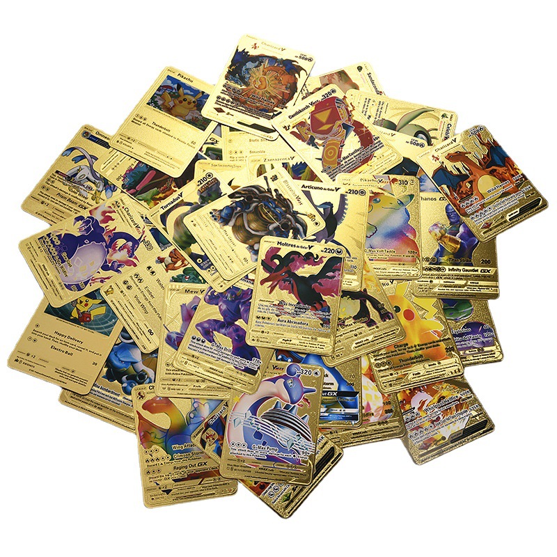 新着カラフルなゴールドフォイルポケモンTCGカードシルバー