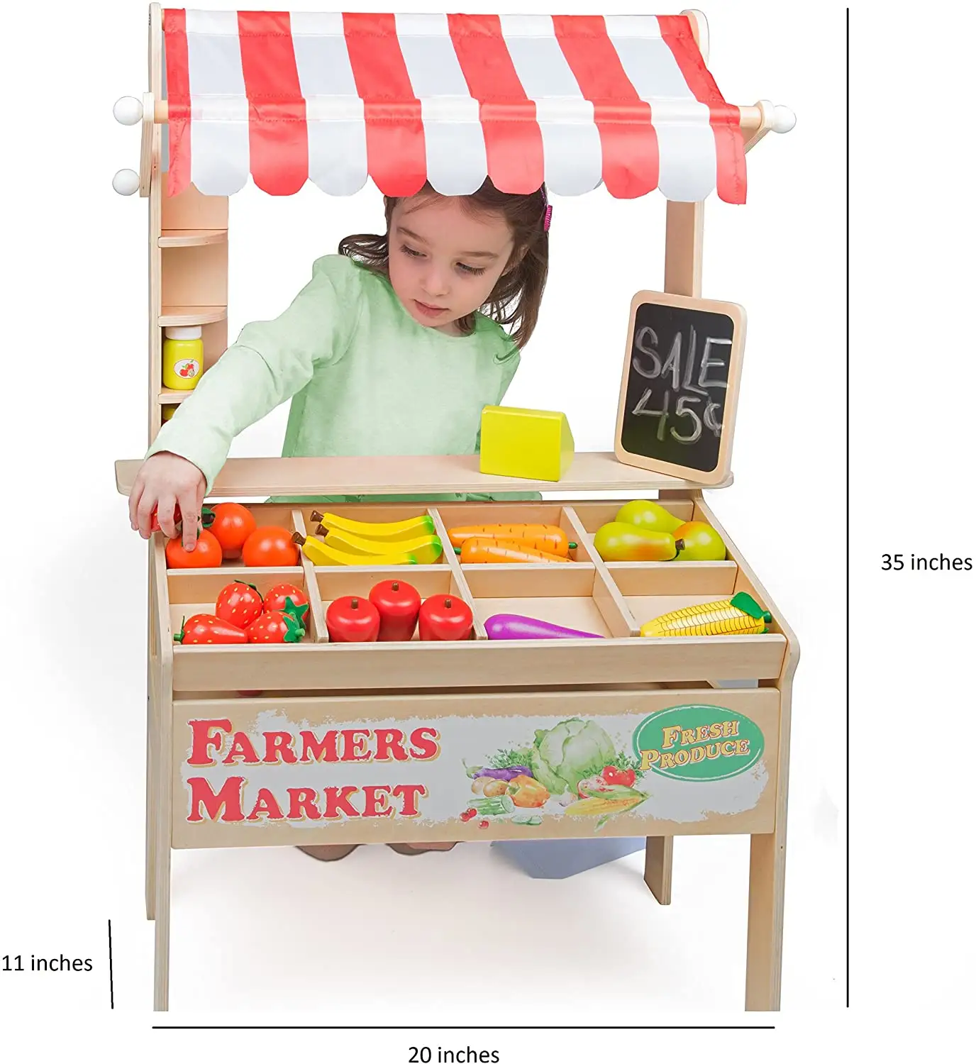 Holz Farmers Market Stand Kinderspiel zimmer Möbel Lebensmittel Stand für Pretend Play (30 Stück)