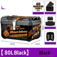 Boîte de rangement arrière pour moto 80L, étanche, pour vélo électrique, robuste, antichoc, bagages de livraison, ajustement universel
