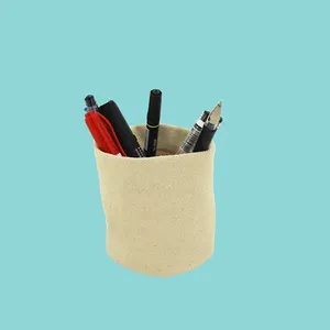 100% Katoen Bureau Pen Potlood Houder Ronde Pen Container Potlood Cups Natuurlijke Ronde Etui