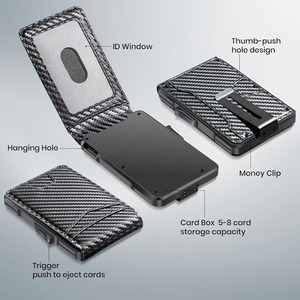 Estuche para Tarjetas <span class=keywords><strong>de</strong></span> Aluminio con Protección RFID y Compartimento para Efectivo, Cartera Delgada con Apertura Automática, Tarjetero Minimalista, Portamonedas - Product Image 5