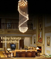 Lustre en cristal argenté en spirale moderne et luxueux, personnalisable, avec éclairage LED à intensité variable, luminosité élevée, angle de faisceau de 120°, garantie de 2 ans