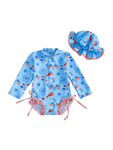 Ensemble <span class=keywords><strong>de</strong></span> <span class=keywords><strong>maillot</strong></span> <span class=keywords><strong>de</strong></span> <span class=keywords><strong>bain</strong></span> une pièce pour bébé fille, motif fruits, jupe à volants, chapeau élégant, extensible en Spandex/Polyester, séchage rapide - Product Image 2