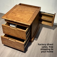 Table de chevet de style chinois en bois massif écologique avec double compartiment caché, grande capacité de rangement invisible