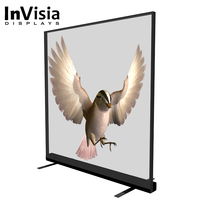 Display LED transparan dalam ruangan kecerahan tinggi Poster Digital berdiri dengan Panel jaring LED tidak terlihat