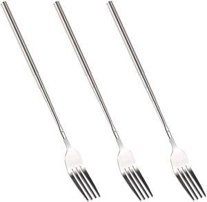 Nĩa Nướng BBQ Thu Gọn 18/8, Nĩa Bằng Thép Không Gỉ Có Thể Kéo Dài Cho Bữa Tối, Dĩa Ăn Tráng Miệng Trái Cây - Product Image 5