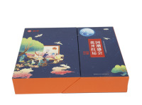 Boîte à gâteaux de lune de luxe en carton rigide personnalisée avec pelliculage brillant et gaufrage, emballage recyclable pour aliments et pâtisseries