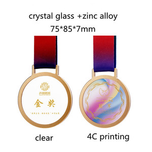 अनुकूलित क्रिस्टल ग्लास पदक उच्च बनाने की क्रिया धातु पदक थोक खेल उपकरण - Product Image 3