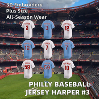 Jersey Baseball Philadelphia Bordir 3D Bernapas Ukuran Besar Grosir # 3 Bryce Harper 12 Kyle Schwarber 7 Trea Uniseks