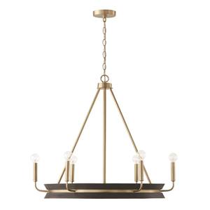 Brass <b>Chandelier</b> with Clear Glass <b>Shades</b>, 5 - <b>Light</b> Elegant Lighting for Hotel Lobbies - Product Image 3