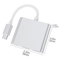 Adaptateur Hub Type-C 3-en-1 USB C vers HDTV compatible, adaptateur USB-C vers USB 3.0, hub de station d'accueil, adaptateur Type-C vers HDMI