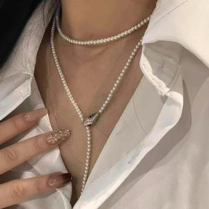 Collier pendentif fin pour femmes en gros, perles d'eau douce naturelles de 11 à 12 mm, chaîne à fort éclat, cadeau de bijoux pour mère - Product Image 1