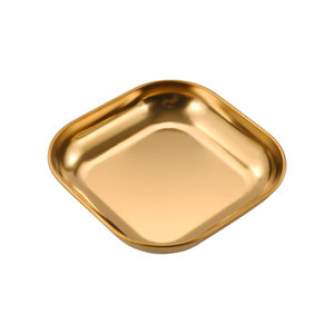 Stainless Steel Square Snack Plate Gold Silver 304 Metal <b>Dessert</b> Plate For Party Hotel Coffee Tea Use - Product Image 3
