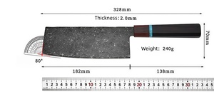 Cuchillo Nakiri de Acero de Damasco con Mango Octogonal de Madera Empalmada y Espaciador Turquesa, Hoja Afilada para Cortar Verduras y Carne - Product Image 5