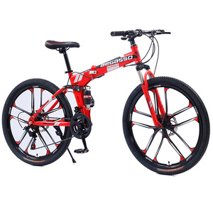 Vélo de montagne pliable multi-vitesses, freins à disque souples, cadre en acier à haute teneur en carbone, roues de 26 pouces pour adultes, tout-terrain - Product Image 2