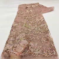 Dentelle brodée en tulle perlée pour robe de mariée d'Asie du Sud-Est, maille avec paillettes brillantes, dentelle perlée à la main
