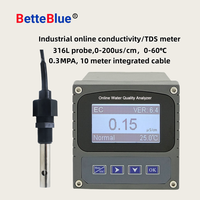 BetteBlue – conductimètre numérique en ligne, testeur de résistivité, TDS, de salinité pour le traitement de l'eau, électrode 316L, filetage NPT1/2