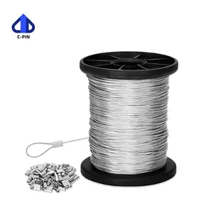 C-PIN Galvanize Steel Wire Rope Cable With Aluminum Sleeve Loop Outdoor Light Guide Wire Hanging Kits