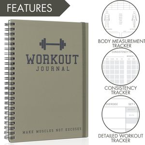 Journal de remise en forme relié, planificateur d'entraînement de 6 mois, journal d'entraînement non daté, accessoires de salle de sport <span class=keywords><strong>à</strong></span> domicile pour femmes et hommes - Product Image 2