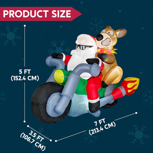 Décoration de Noël gonflable lumineuse personnalisée, Père Noël à <span class=keywords><strong>moto</strong></span> avec <span class=keywords><strong>rennes</strong></span>, décoration extérieure pour les fêtes de fin d'année - Product Image 6