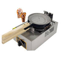 Machine à gaufres électrique professionnelle 1 plaque, modèle pour cornets et rouleaux aux œufs, avec minuterie, en acier inoxydable, pour stand alimentaire