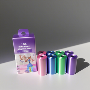Sacs à couches jetables pour bébé 12 pouces * 16 pouces Sacs <span class=keywords><strong>poubelle</strong></span> dégradables pour couches 104 pièces Sacs à couches biodégradables non parfumés - Product Image 1