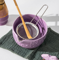 Coffret Cadeau de Voyage Matcha Fleur : Fouet et Bol à Matcha, Boîte Personnalisée avec Logo, Kit d'Accessoires Faits Main pour le Thé Matcha