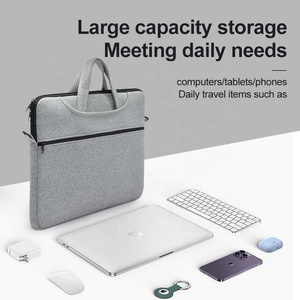 Logotipo personalizado Durable Slim Zipper 13 <span class=keywords><strong>14</strong></span> 15,6 pulgadas Notebook Chromebook Computer Case Neopreno Laptop <span class=keywords><strong>Sleeve</strong></span> Tote Bag con asa - Product Image 3