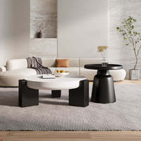 Ensemble de tables basses convertibles contemporaines à plateau en faux marbre, extensibles, mobiles, à hauteur réglable, montage facile, pour salon
