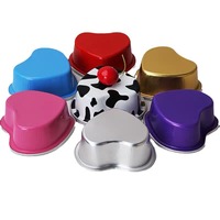 VEIKUN Bol de cuisson jetable en aluminium en forme de cœur 130 ml – Moule esthétique pour desserts et gâteaux – Idéal pour la vente à emporter, les petites entreprises et les fêtes