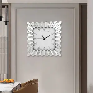 אמריקאי יצירתי שעון סלון מרפסת קיר תלייה דקורטיבי אלקטרוני שעון זכוכית מראה קיר שעון