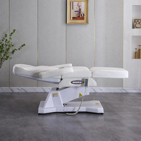Lit de beauté électrique haut de gamme à 3 moteurs, chauffant, avec mousse à mémoire de forme pour salon de beauté, spa médical et clinique