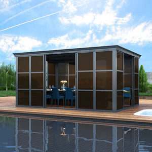 <span class=keywords><strong>Abri</strong></span> de jardin Gazebo Moderne Gris Flat Top Outdoor Sun Room Durable House - Product Image 3