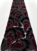 Tissu de dentelle française luxueux et écologique en velours brodé de grosses perles et de sequins, fait main, pour mariage nigérian, motifs floraux pour femmes