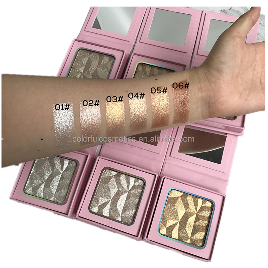 Оптовая продажа, без логотипа, одинарный мерцающий хайлайтер, палитра, бронзер, косметика для лица, частная торговая марка, хайлайтер, палитра для макияжа
